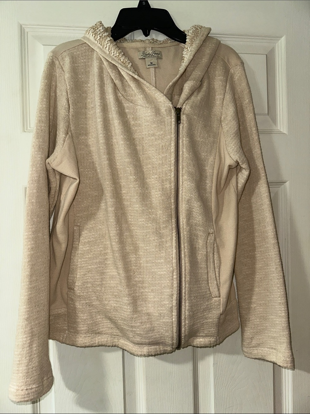 Lucky Brand Cream Hooded Zip Jacket